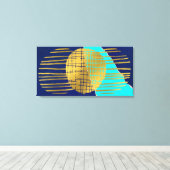 Print Blue Gold Abstrakt Collage Stretched Leinwan Leinwanddruck (Insitu (Holzboden))