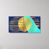 Print Blue Gold Abstrakt Collage Stretched Leinwan Leinwanddruck (Vorderseite)