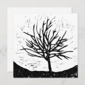 Print Card Autumnal Tree Lino Einladung (Vorne/Hinten)
