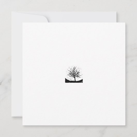 Print Card Autumnal Tree Lino Einladung (Rückseite)