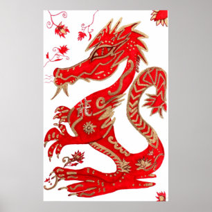 Print, chinesisches Zodiac Dragon Poster