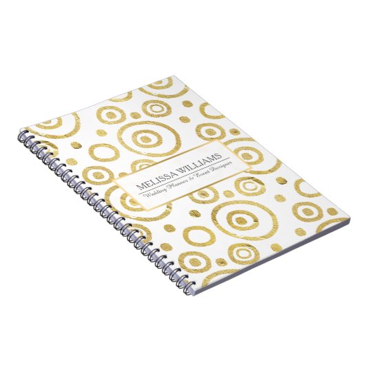 Print Circles-Muster für White & Pail Gold Textur Notizblock (Rechte Seite)