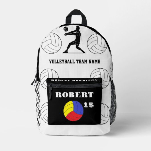 Print Cut Nähtasche Volleyball, Schwarz-weiß moder Bedruckter Rucksack (Vorderseite)