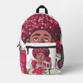 Print Cut Sew Backpack YOUTH Power Afro & Boombox Bedruckter Rucksack (Vorderseite)