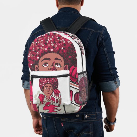 Print Cut Sew Backpack YOUTH Power Afro & Boombox Bedruckter Rucksack (Insitu (Modell))