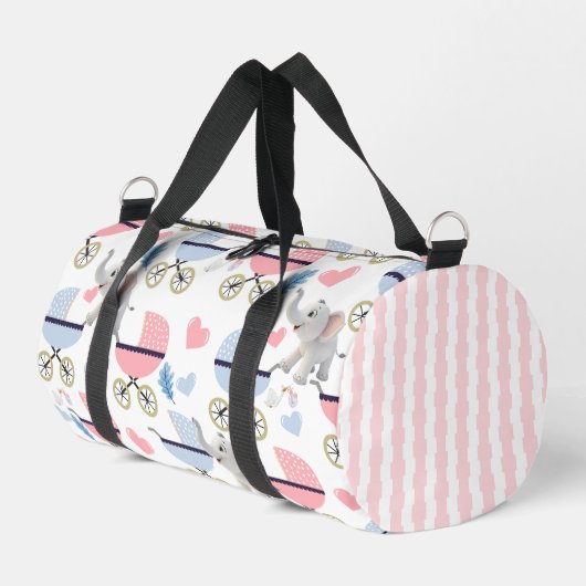 Print Cut Sew Bag Duffel Pink & Blue Elephant Duffle Bag (Linke Seite)