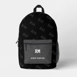 Print Cut Sew Bag schwarz grau Monogramm Bedruckter Rucksack