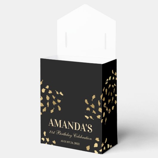 Print Fevor Box für Schwarz und Gold Leopard Geschenkschachtel (Geöffnet)