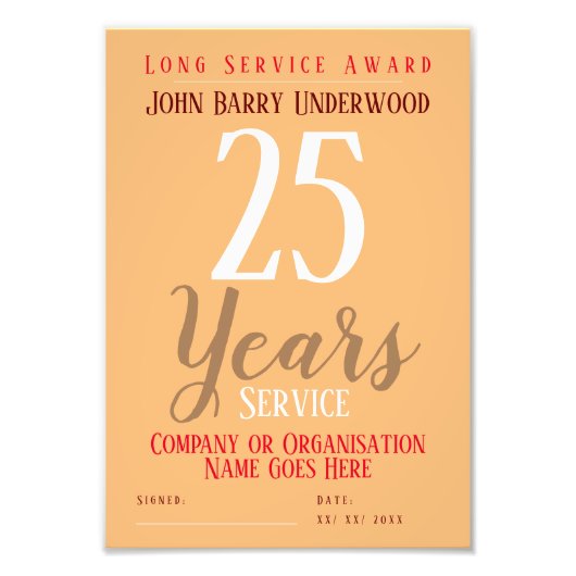 Print-Foto zum Long Service Award Fotodruck (Vorne)