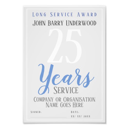 Print-Foto zum Long Service Award Fotodruck (Vorne)