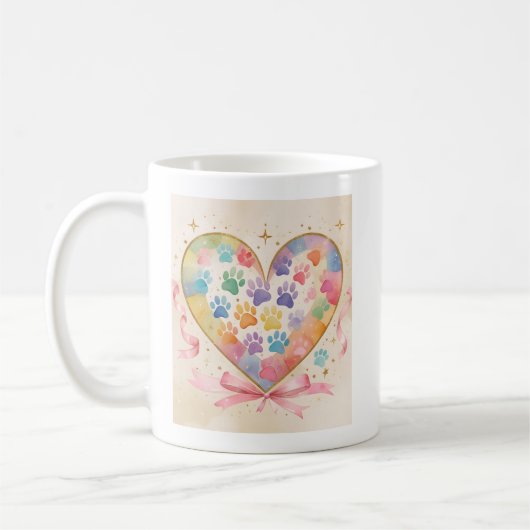 Print Heart Banner - Liebe Haustiere - Kunst Kaffeetasse (Links)