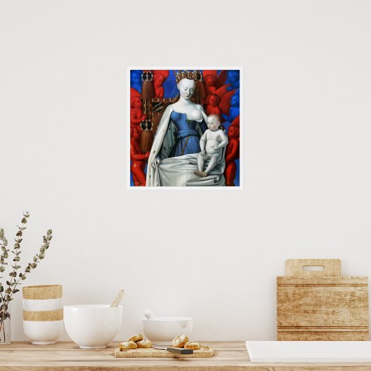 Print: Jungfrau und Kind umgeben von Engeln Poster (Küche)