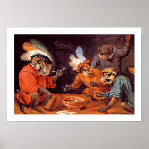 Print: Monkey Taverne Vintag Art Poster