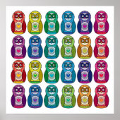 Print - Niedlich Rainbow Matryoshka Owl Poster (Vorne)