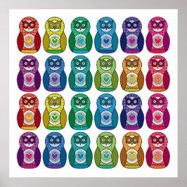Print - Niedlich Rainbow Matryoshka Owl Poster