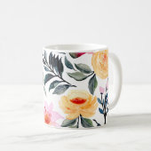 Print of a hand painting of mixed flowers & Foliag Kaffeetasse (VorderseiteRechts)
