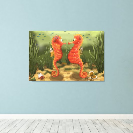 Print on canvas enchanted ocean world seahorses leinwanddruck (Insitu (Holzboden))