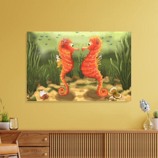 Print on canvas enchanted ocean world seahorses leinwanddruck (Insitu (Wohnzimmer))