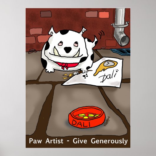 Print "Paw Artist Dali" - von Kev Moore Poster (Vorne)
