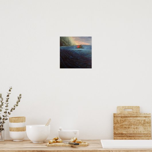 Print: Pohutukawa Rote Blume im blauen Meer Poster (Küche)