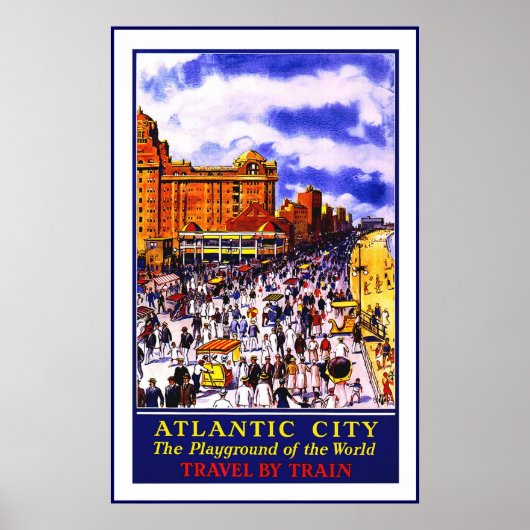 Print Retro Vintage Image Travel Atlantic City Poster (Vorne)