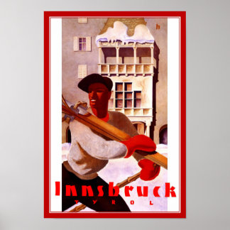 Print Retro Vintage Image Travel Innsbruck Ski Poster