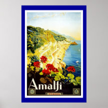 Print Retro Vintage Image Travel Italien Amalfi