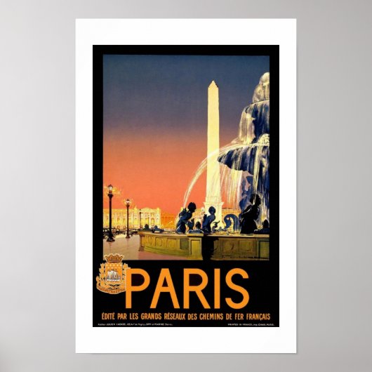 Print Retro Vintage Image Travel Paris Frankreich Poster (Vorne)
