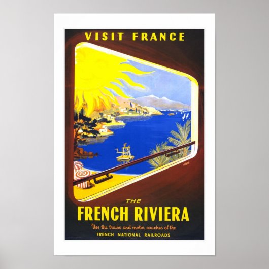 Print Retro Vintage Image Travel Riviera Frankreic Poster (Vorne)
