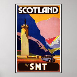 Print Retro Vintage Image Travel Schottland Poster