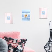 Print Set Blue Pink White Stripe floral Daisy (Wohnzimmer)