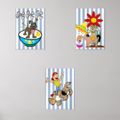 Print Set Blue & White Stripe Dog (Vorderseite)