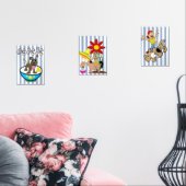 Print Set Blue & White Stripe Dog (Wohnzimmer)