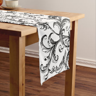 Print Table Runner für Blumenmuster-Pflanze Kurzer Tischläufer
