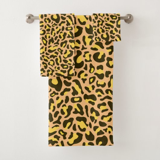 Print Trendy Peach and Yellow Leopard Badhandtuch Set (Insitu)