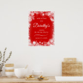 Printable 100. Geburtstag Snowflake Rot Willkommen Poster (Küche)