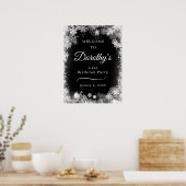 Printable 21. Geburtstag Snowflake Black Willkomme Poster (Küche)