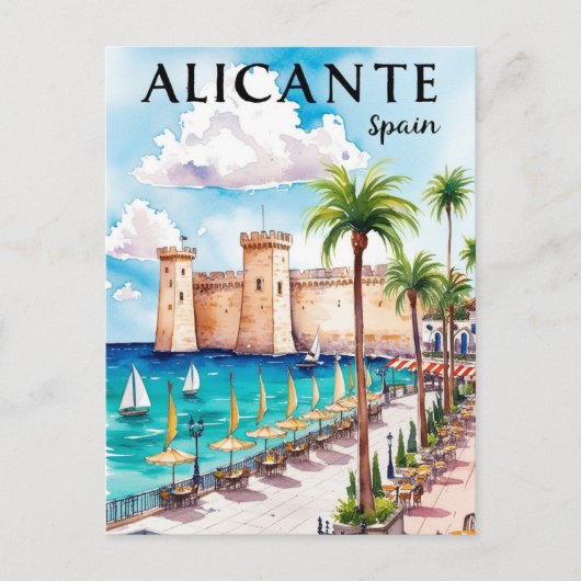 Printable Alicante Spanien Reisen Postkarte (Vorderseite)