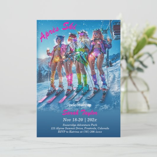 Printable Après Ski Bachelorette Vorlage (Stehend Vorderseite)
