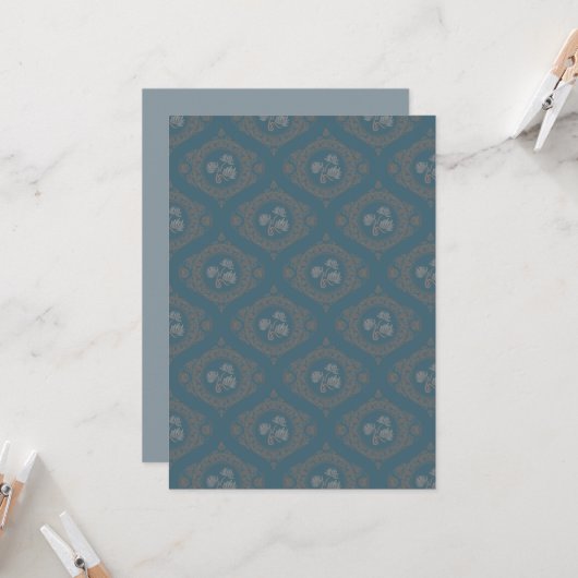 Printable Aquamarin Tapestry Rokoko Mandala Ogee D Einladung (Vorderseite/Rückseite Beispiel)