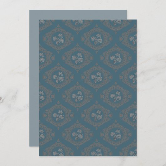 Printable Aquamarin Tapestry Rokoko Mandala Ogee D Einladung (Vorne/Hinten)