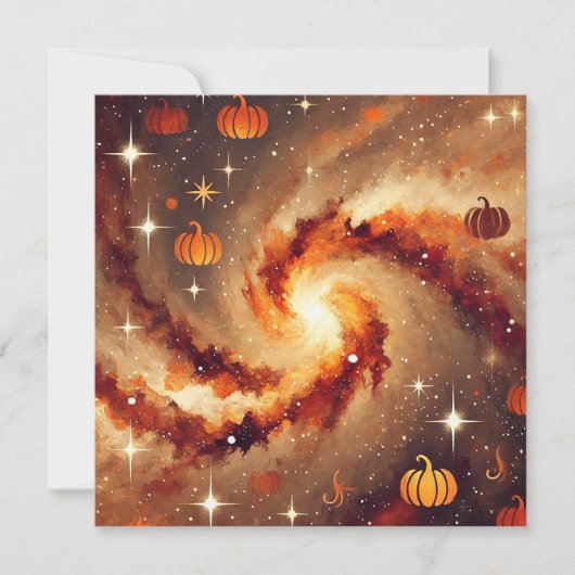 Printable Autumn Galaxy Pumpkin Gewürz Scrapbook Einladung (Vorderseite)