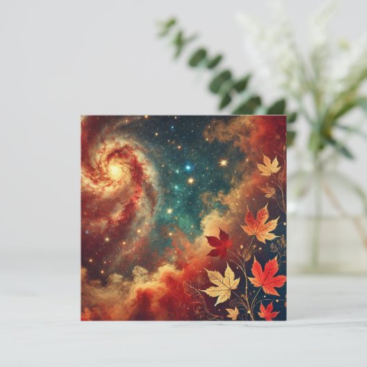 Printable Autumnal Galaxy Nebula Clouds Scrapbook Einladung (Stehend Vorderseite)
