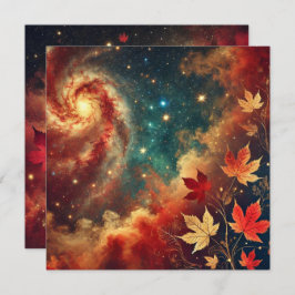 Printable Autumnal Galaxy Nebula Clouds Scrapbook Einladung