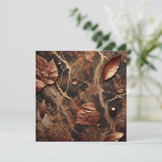 Printable Autumnal Marble Earthy Brown Scrapbook Einladung (Stehend Vorderseite)