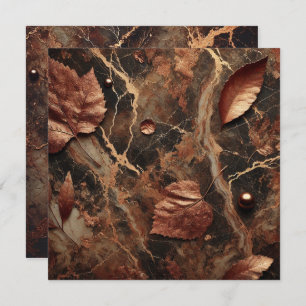 Printable Autumnal Marble Earthy Brown Scrapbook Einladung