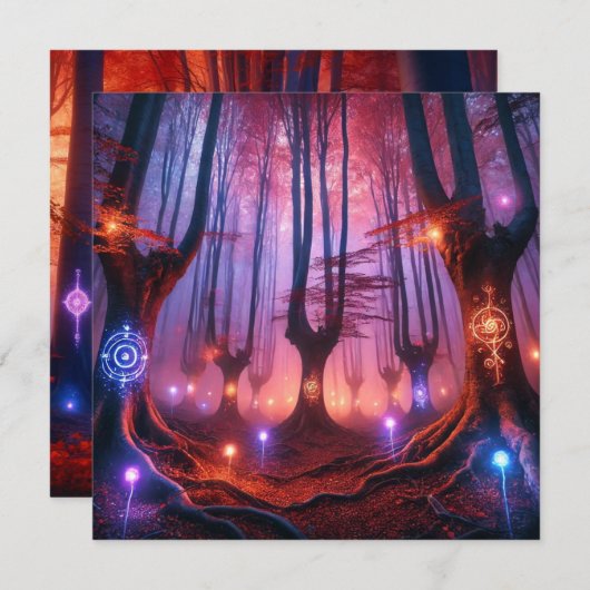 Printable Autumnal Whimsigoth Forest Scrapbook Einladung (Vorne/Hinten)