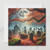Printable Autumnal Whimsigoth Graveyard Scrapbook Einladung (Rückseite)