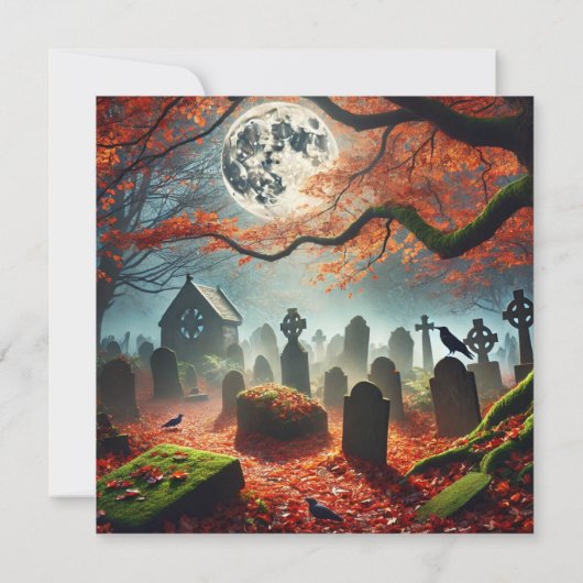Printable Autumnal Whimsigoth Graveyard Scrapbook Einladung (Rückseite)