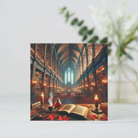 Printable Autumnal Whimsigoth Library Scrapbook Einladung (Stehend Vorderseite)